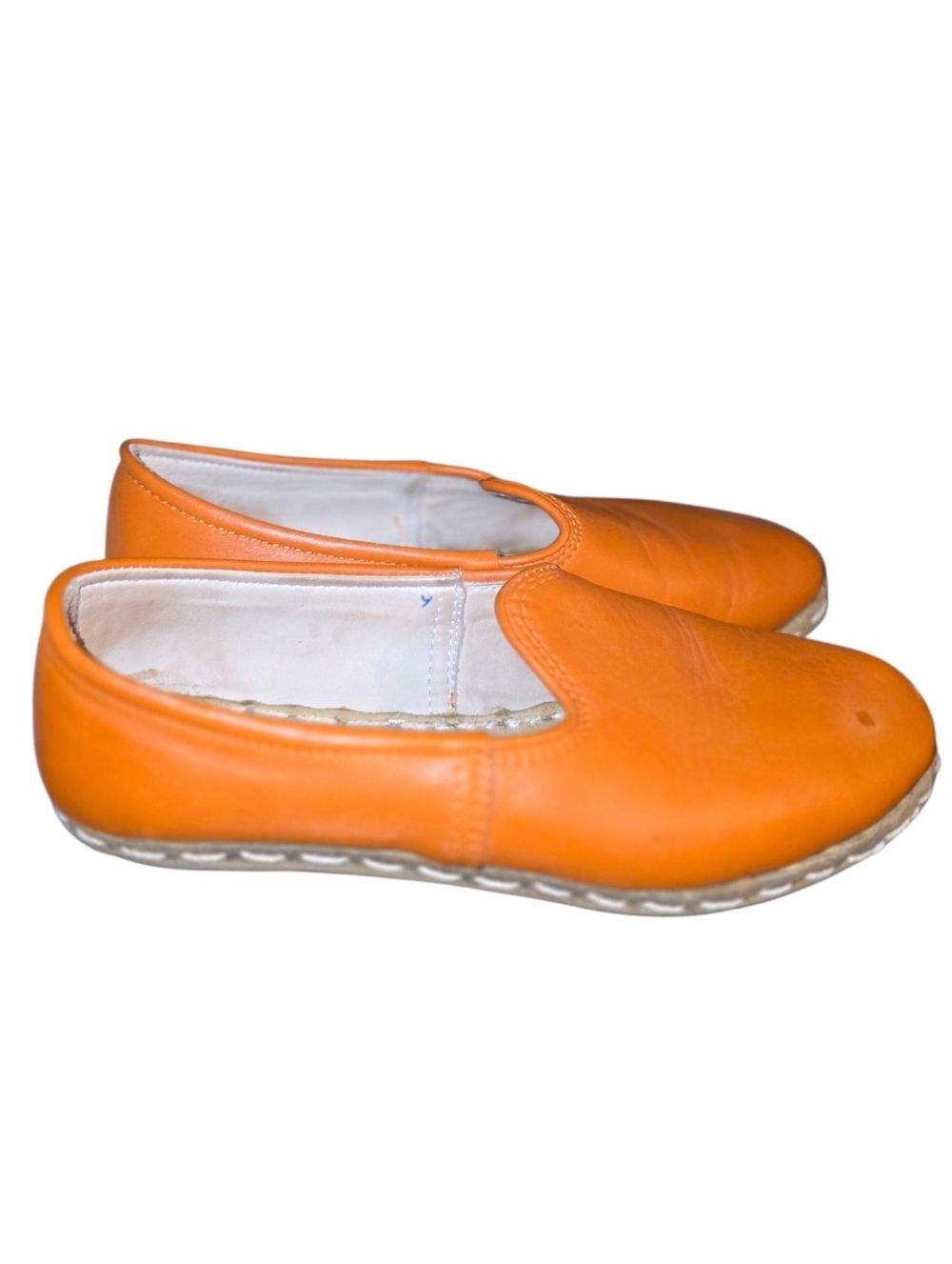 Sabah Orange Slip-On Leather Flats